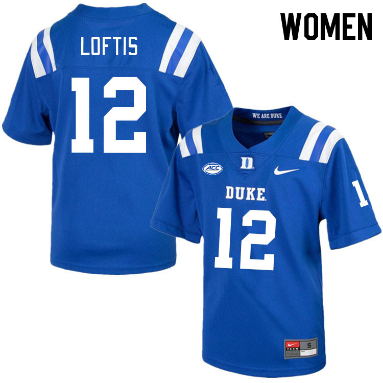 Women #12 Grayson Loftis Duke Blue Devils College Football Jerseys Stitched-Royal